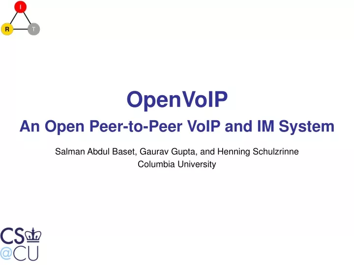 openvoip an open peer to peer voip and im system