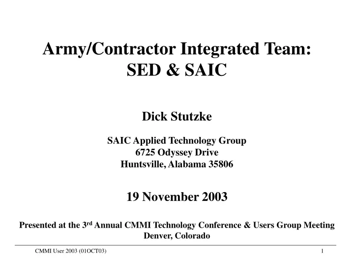 army contractor integrated team sed saic dick
