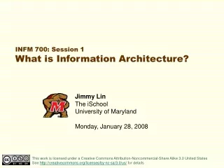 Jimmy Lin The iSchool University of Maryland Monday, January 28, 2008