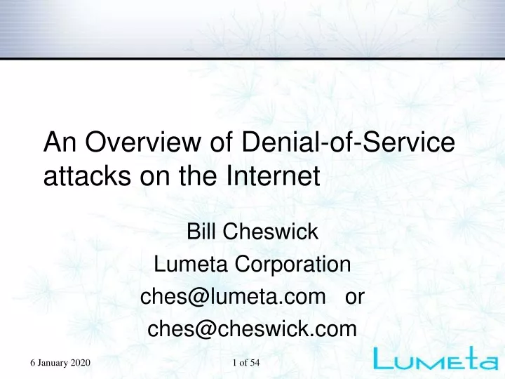 an overview of denial of service attacks on the internet