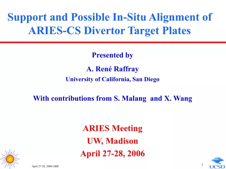 support and possible in situ alignment of aries cs divertor target plates