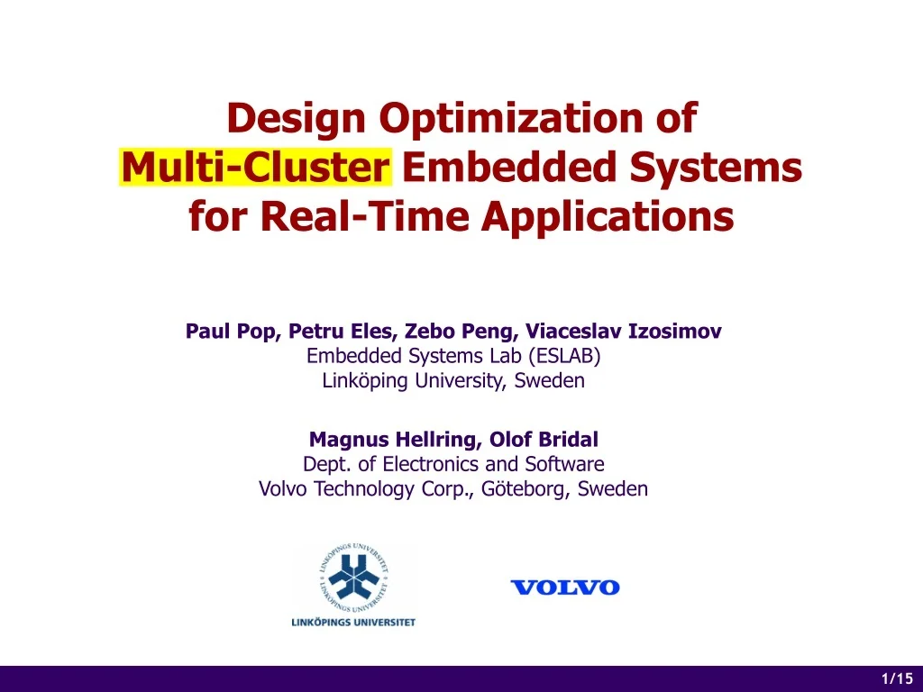 PPT - Optimization of Multi-Cluster Embedded Systems for Real-Time ...