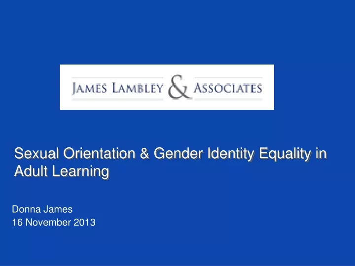 sexual orientation gender identity equality in adult learning