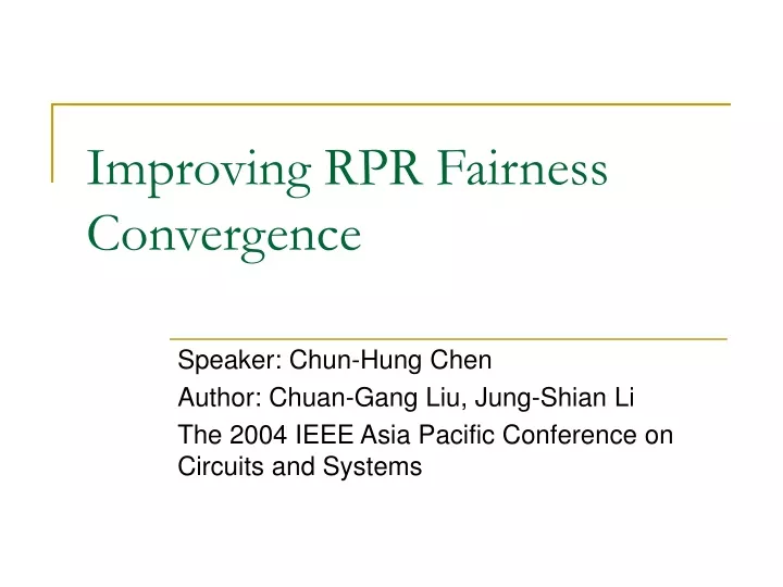 improving rpr fairness convergence