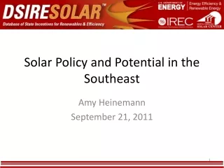 Solar Policy and Potential in the Southeast