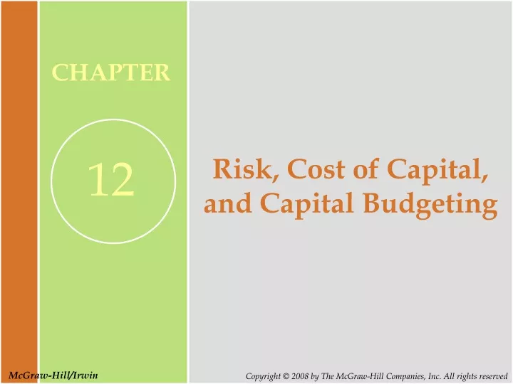 risk cost of capital and capital budgeting