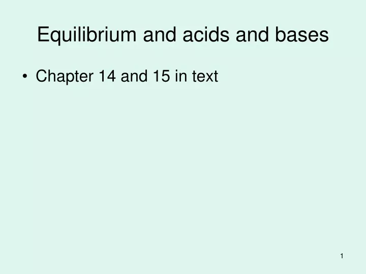 equilibrium and acids and bases