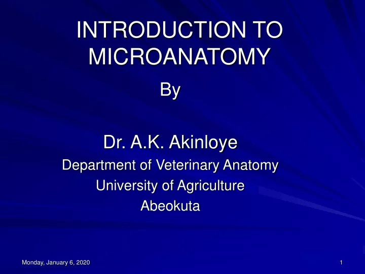 introduction to microanatomy