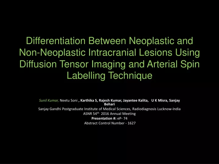 differentiation between neoplastic