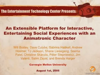 The Entertainment Technology Center Presents: