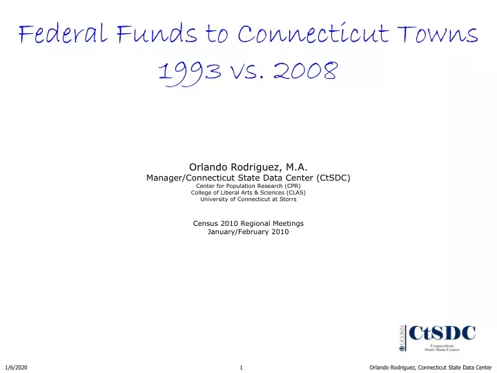 federal funds to connecticut towns 1993 vs 2008