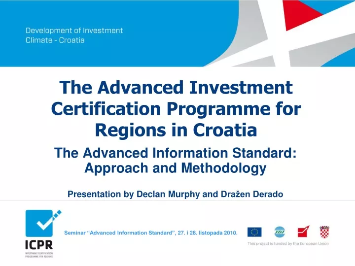 the advanced investment certification programme for regions in croatia
