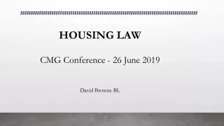 HOUSING LAW CMG Conference - 26 June 2019