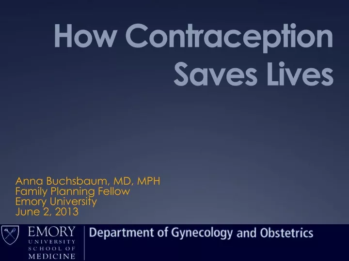 how contraception saves lives