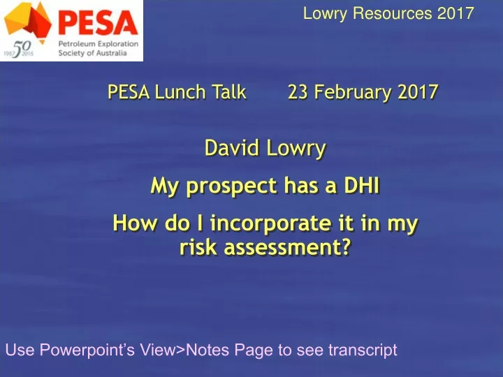lowry resources 2017
