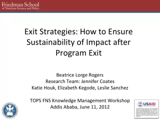 Exit Strategies: How to Ensure Sustainability of Impact after Program Exit