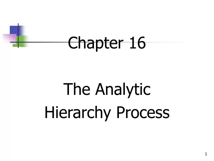 chapter 16 the analytic hierarchy process