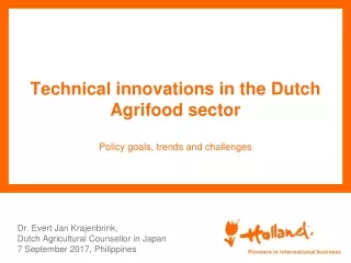 Technical innovations in the Dutch Agrifood sector Policy goals, trends and challenges