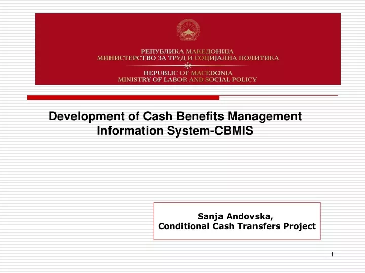 development of cash benefits management information system cbmis