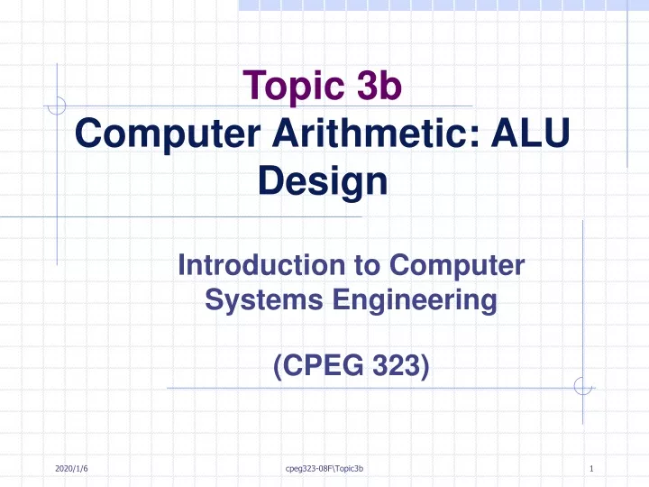 topic 3b computer arithmetic alu design