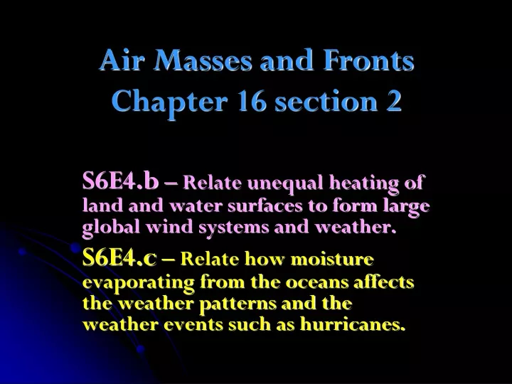 air masses and fronts chapter 16 section 2