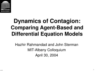 Dynamics of Contagion:  Comparing Agent-Based and Differential Equation Models