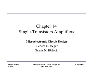 Chapter 14 Single-Transistors Amplifiers