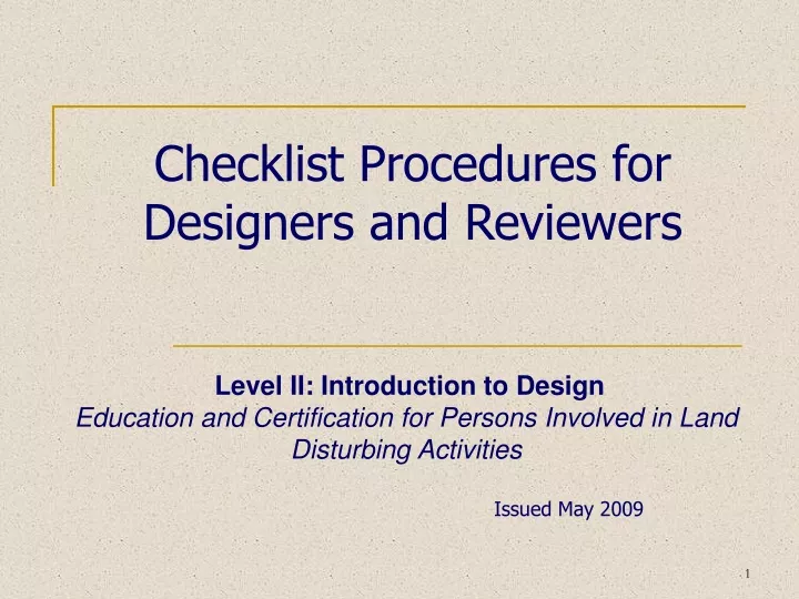 checklist procedures for designers and reviewers
