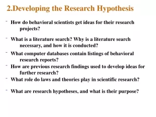 2. Developing the Research Hypothesis