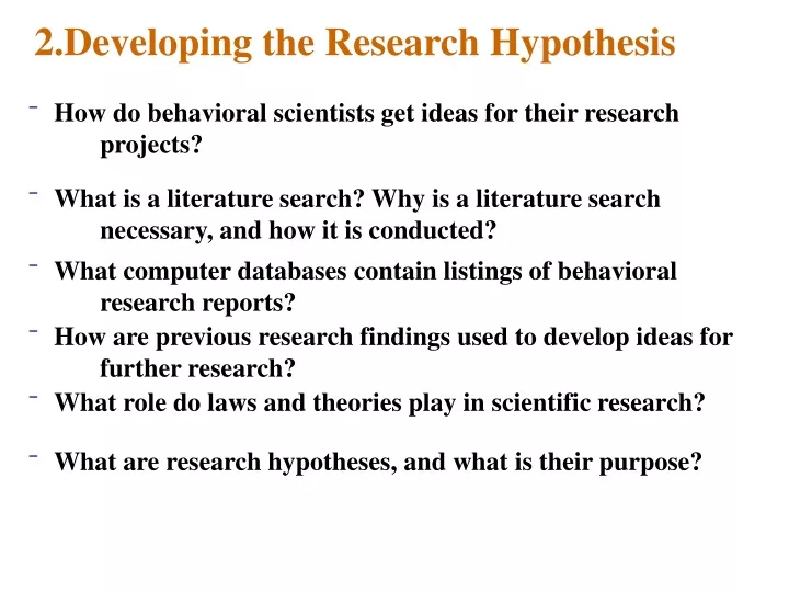2 developing the research hypothesis
