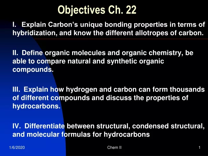 objectives ch 22