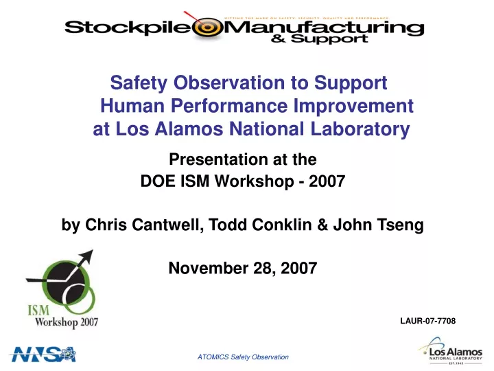 safety observation to support human performance improvement at los alamos national laboratory