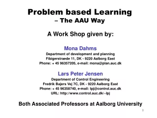 Problem based Learning  – The AAU Way