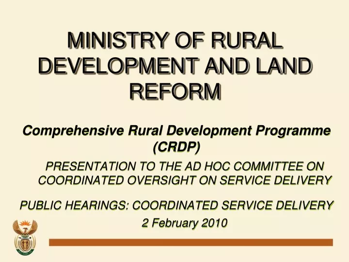 ministry of rural development and land reform
