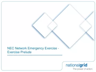 NEC Network Emergency Exercise - Exercise Prelude