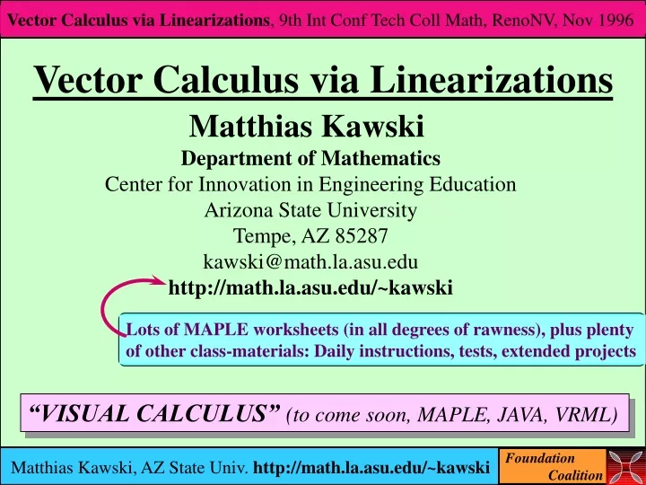 vector calculus via linearizations