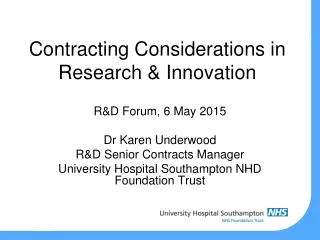 Contracting Considerations in Research &amp; Innovation