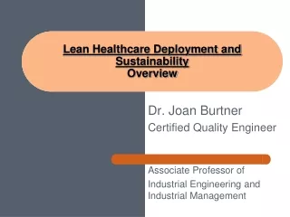 Lean Healthcare Deployment and Sustainability  Overview