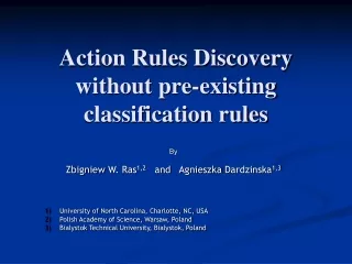 Action Rules Discovery without pre-existing classification rules