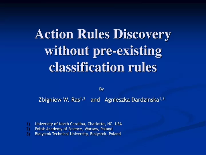 action rules discovery without pre existing