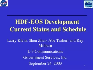 HDF-EOS Development  Current Status and Schedule