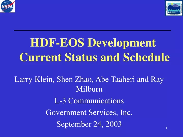 hdf eos development current status and schedule