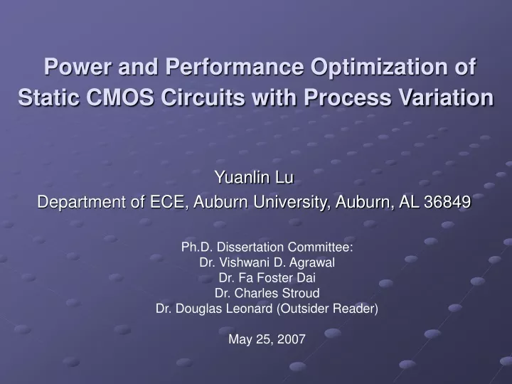 power and performance optimization of static cmos circuits with process variation