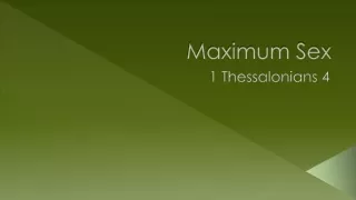 Maximum Sex