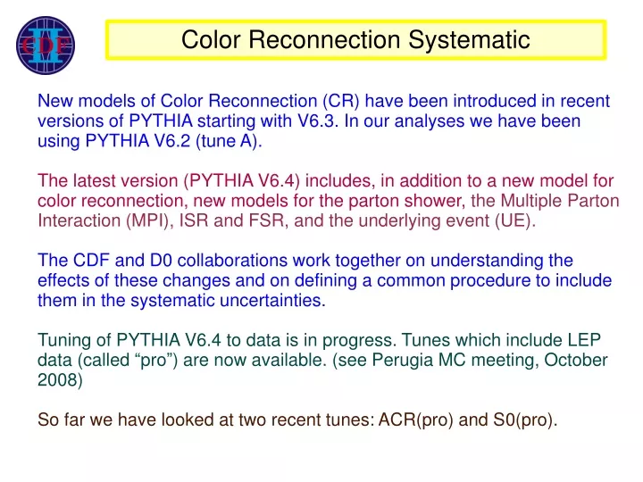 color reconnection systematic