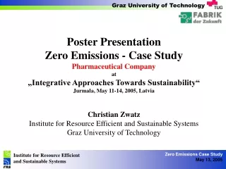 Poster Presentation  Zero Emissions  - Case Study Pharmaceutical Company at