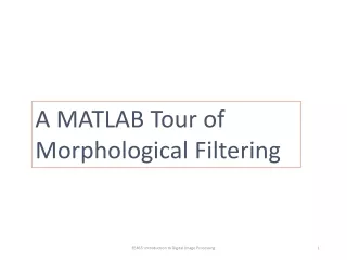 A MATLAB Tour of  Morphological Filtering