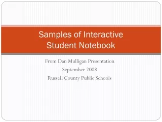 Samples of Interactive  Student Notebook