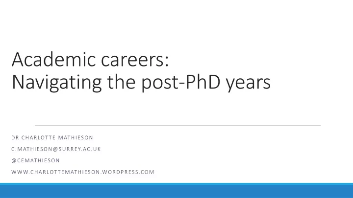 academic careers navigating the post phd years