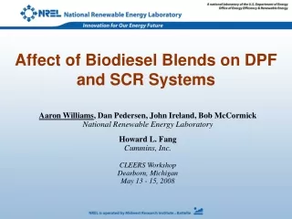 Affect of Biodiesel Blends on DPF and SCR Systems